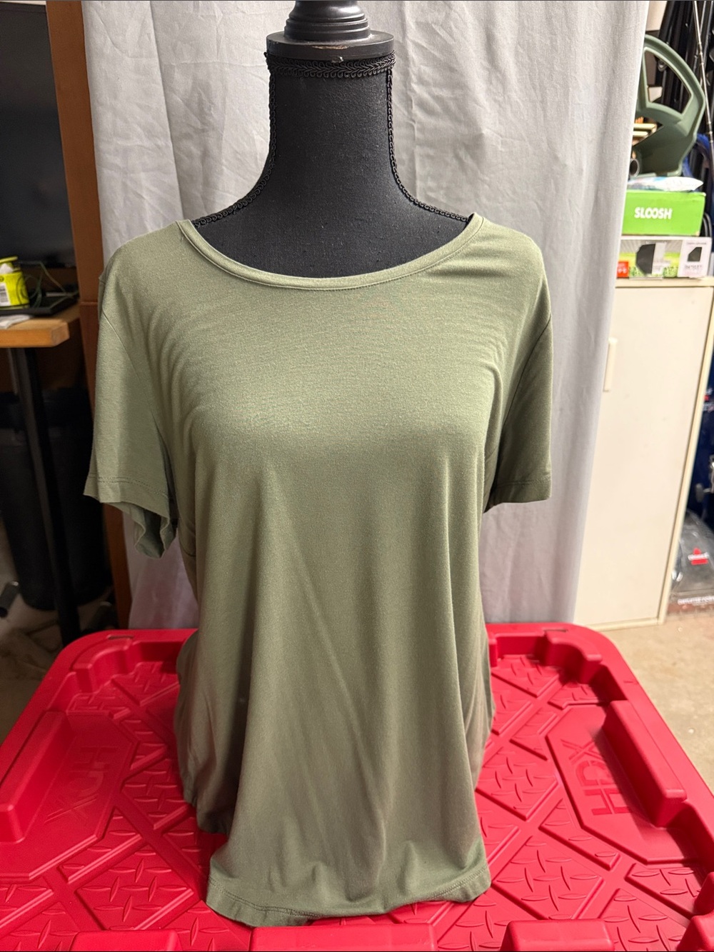 Women’s Olive Green Crew Neck Short Sleeve Top from Macys